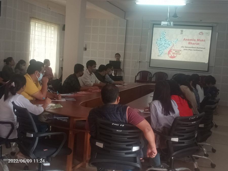 Dr Ayangla Saku, DPO (UIP & RCH) addressing the trainees during the Training of Trainers for Block Level orientation on Anemia Mukt Bharat on June 9 at the CMO’s Conference Hall, Mokokchung. She highlighted on the status of Anemia in Nagaland, the causes of high burden of Anemia and public health implications and familiarised the trainees on the strategies to combat Anemia, advantages of IFA Supplement, demand generation among pregnant mothers, recommended methods of testing and Anemia management protocol for adolescents and pregnant women. The trainees included SMOs, MOs, BPMs, BACs, GNMs and CHOs. (Photo Courtesy: CMO Mokokchung)